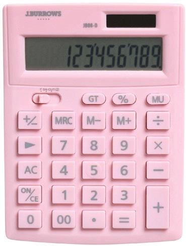 J.Burrows 12 Digit Desktop Calculator - Pink