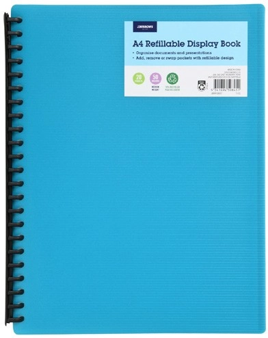 J.Burrows A4 Refillable 20 Pocket Display Book