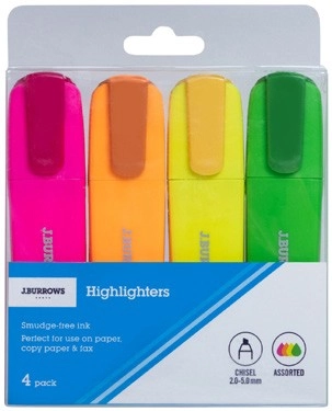 J.Burrows Highlighters 4 Pack