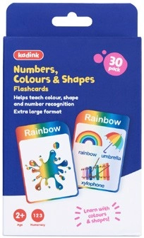 Kadink 30 Pack Flashcards - Numbers, Colours & Shapes