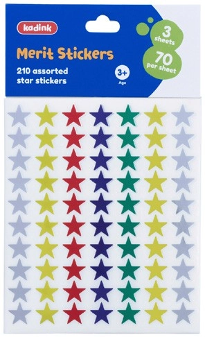 Kadink Merit Stickers 210 Pack - Assorted Stars