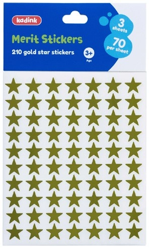 Kadink Merit Stickers 210 Pack - Gold Stars