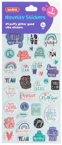 Kadink Puffy Stickers - Glitter Good Vibes Design