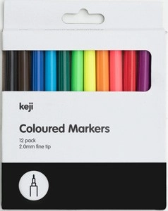 Keji 12 Pack Coloured Markers