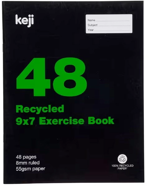 Keji 48 Page 9x7" Exercise Book - Recycled