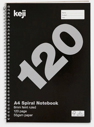 Keji A4 120 Page Spiral Notebook