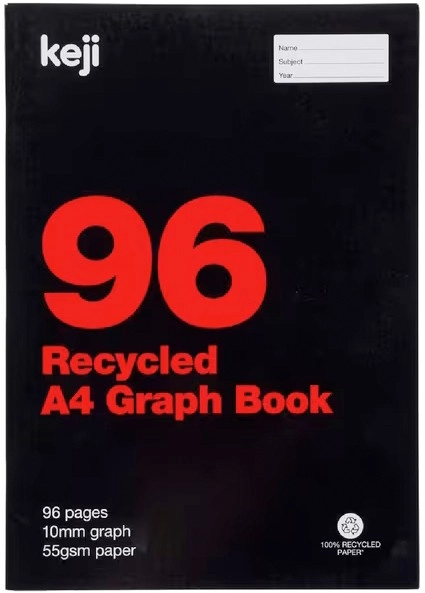 Keji A4 96 Page 10mm Graph Book - Recycled