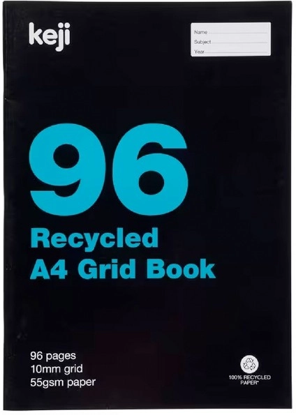 Keji A4 96 Page 10mm Grid Book - Recycled