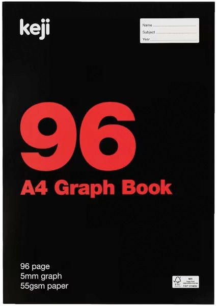 Keji A4 96 Page 5mm Graph Book