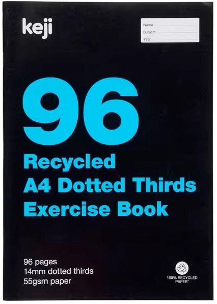 Keji A4 96 Page Dotted Thirds Exercise Book - Recycled