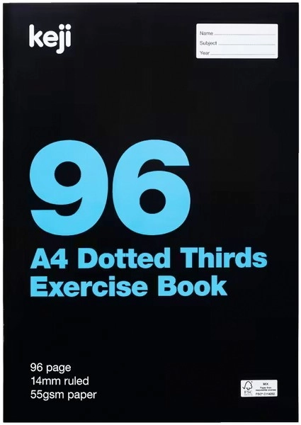 Keji A4 96 Page Dotted Thirds Exercise Book