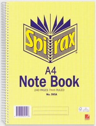 Spirax A4 240 Page No. 595A Spiral NoteBook