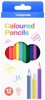 Studymate 12 Pack Bright Coloured Pencils