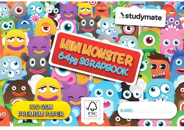 Studymate 64 Page 100gsm Mini Monster Scrapbook