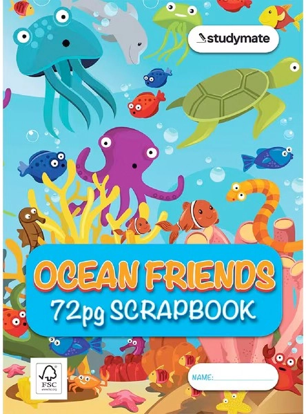 Studymate 72 Page 100gsm Ocean Friends Scrapbook