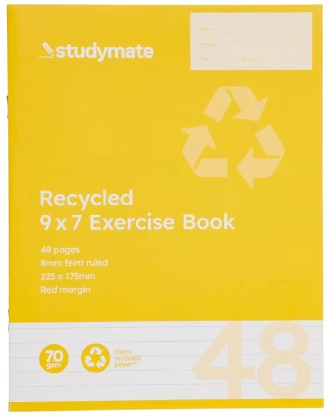 Studymate 9x7" 48 Page 70gsm Exercise Book - Recycled