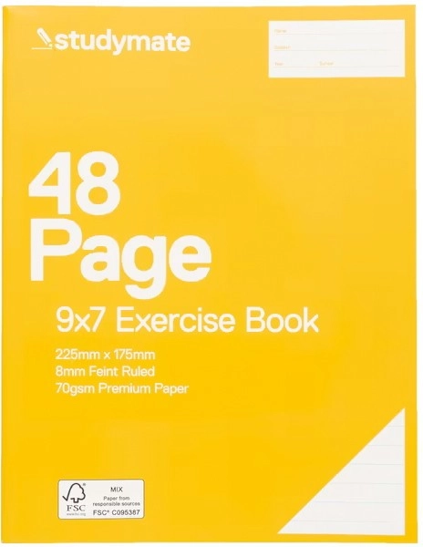 Studymate 9x7" 48 Page 70gsm Exercise Book