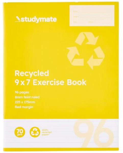 Studymate 9x7" 96 Page 70gsm Exercise Book - Recycled