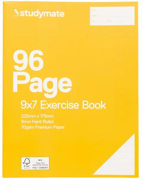 Studymate 9x7" 96 Page 70gsm Exercise Book