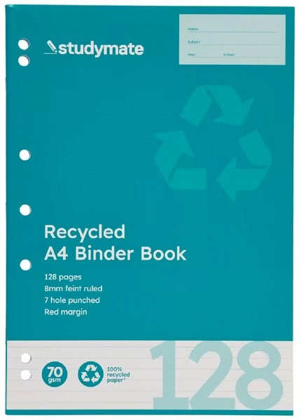 Studymate A4 128 Page 70gsm Binder Book - Recycled