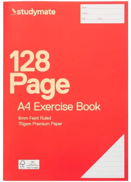 Studymate A4 128 Page 70gsm Exercise Book