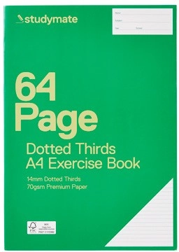 Studymate A4 64 Page 70gsm 14mm Dotted Thirds Exercise Book