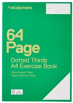 Studymate A4 64 Page 70gsm 18mm Dotted Thirds Exercise Book