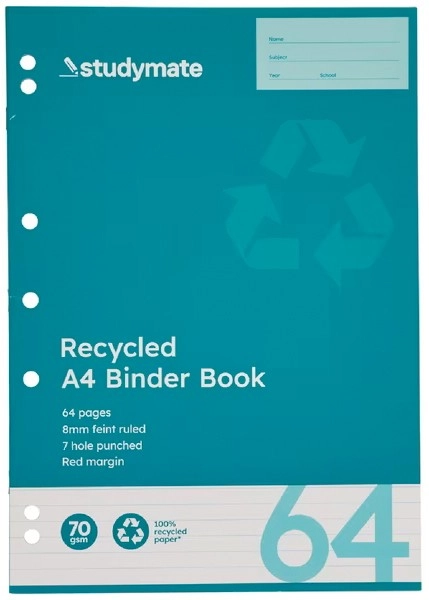 Studymate A4 64 Page 70gsm Binder Book - Recycled