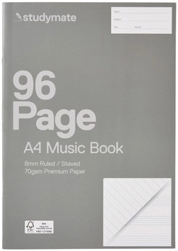 Studymate A4 96 Page 70gsm Music Book