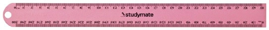 Studymate Aluminium Ruler 30cm - Pink