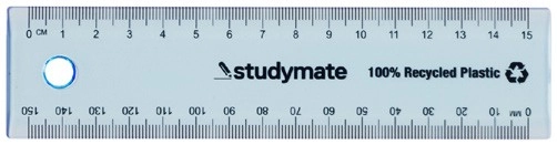 Studymate Plastic Recycled Ruler 15cm - Blue