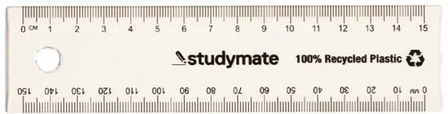 Studymate Plastic Recycled Ruler 15cm - Clear