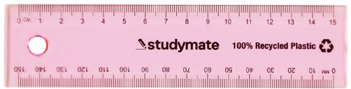 Studymate Plastic Recycled Ruler 15cm - Pink