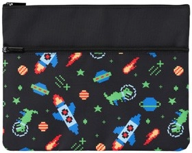 Studymate Printed Large Twin Zip Pencil Case - Space Dino