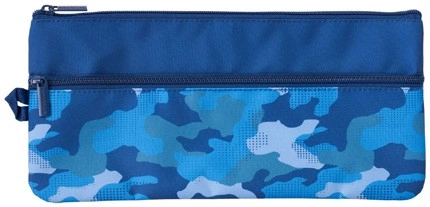 Studymate Printed Medium Twin Zip Pencil Case - Camo Blue