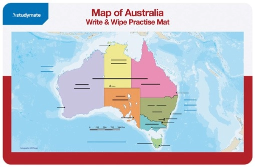 Studymate Write & Wipe Practise Mat - Australian Map