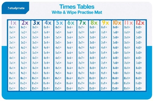 Studymate Write & Wipe Practise Mat - Time Table