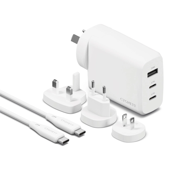 Cygnett Voyager 67w Multiport GaN Travel Wall Charger (White)