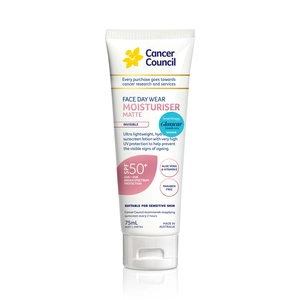 Cancer Council Face Day Wear Moisturiser Matte SPF 50+ Invisible 75mL