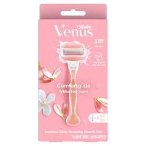 Gillette Venus Comfortglide White Tea Scent Women's Razor Handle + 2 Blade Refills 3 Piece Set