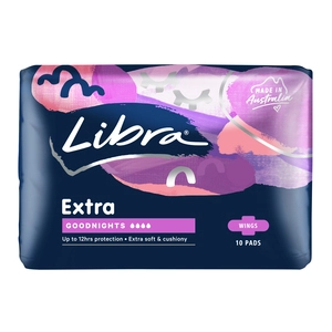 Libra Extra Goodnights Extra Long Pads with Wings 10 Pack