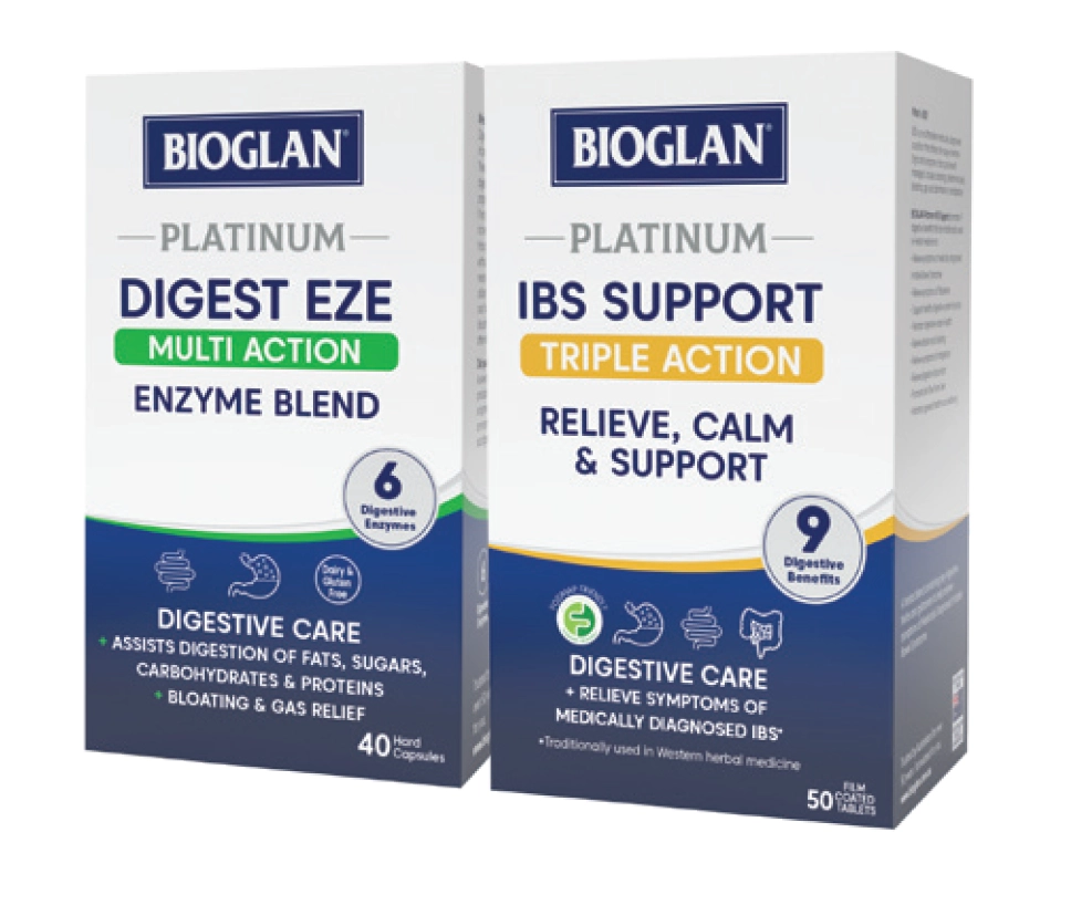 Bioglan Platinum Digestive Eze Multi Action 40 Hard Capsules or IBS Support Triple Action 50 Tablets