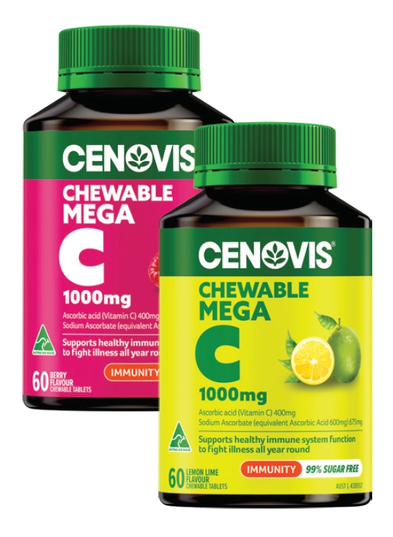 Cenovis Chewable Mega C 1000mg Berry or Lemon Lime 60 Tablets