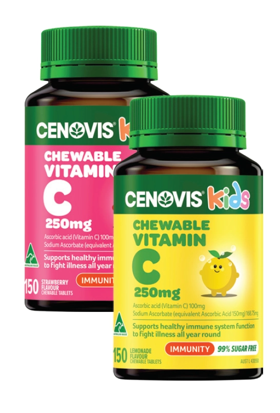 Cenovis Chewable Vitamin C 250mg Strawberry or Lemonade 150 Tablets