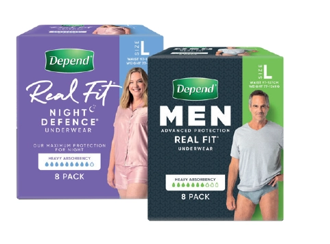 Depend Underwear Real Fit Night Defence Female or Men Real Fit Underwear Large 8 Pack