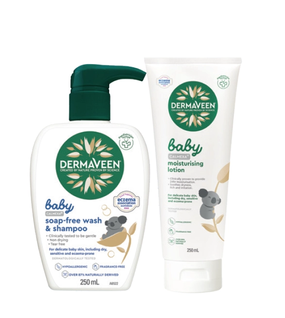 DermaVeen Baby Calmexa Soap-Free Wash & Shampoo or Moisturising Lotion 250ml