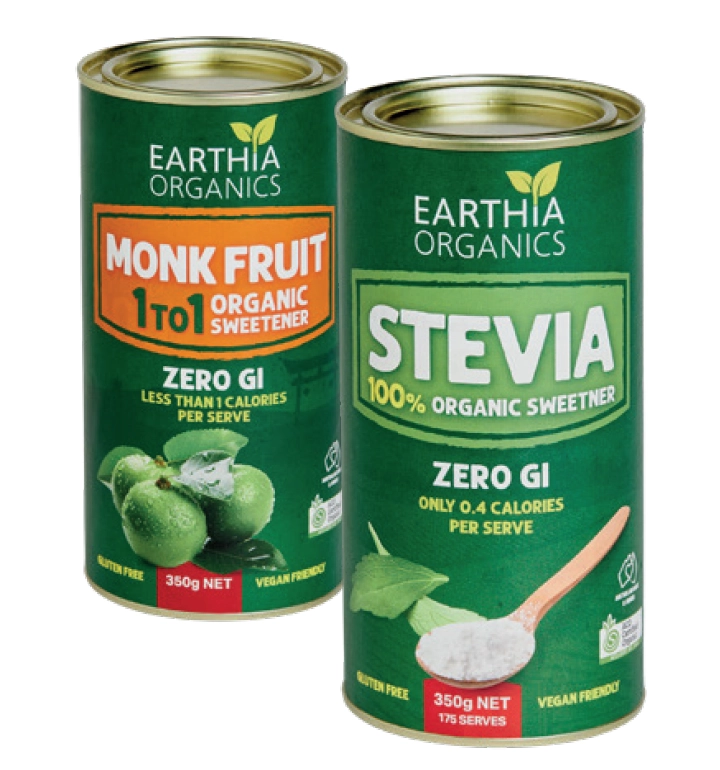 Earthia Organics Monk Fruit or Stevia 350g