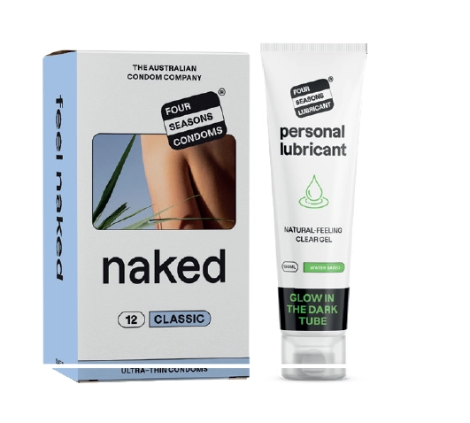 Four Seasons Condoms Naked Closer 12 Pack or Glow In The Dark Lubricant 100ml