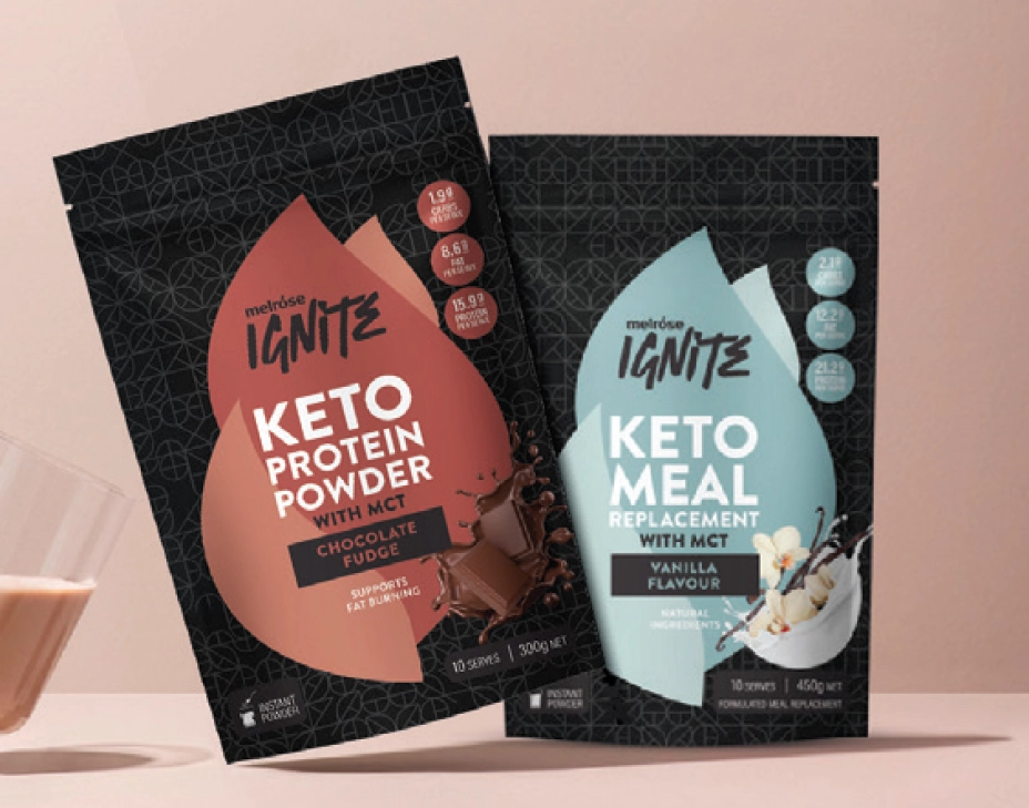 Melróse Ignite Keto Meal Replacement With MCT Chocolate Fudge or Vanilla 450g