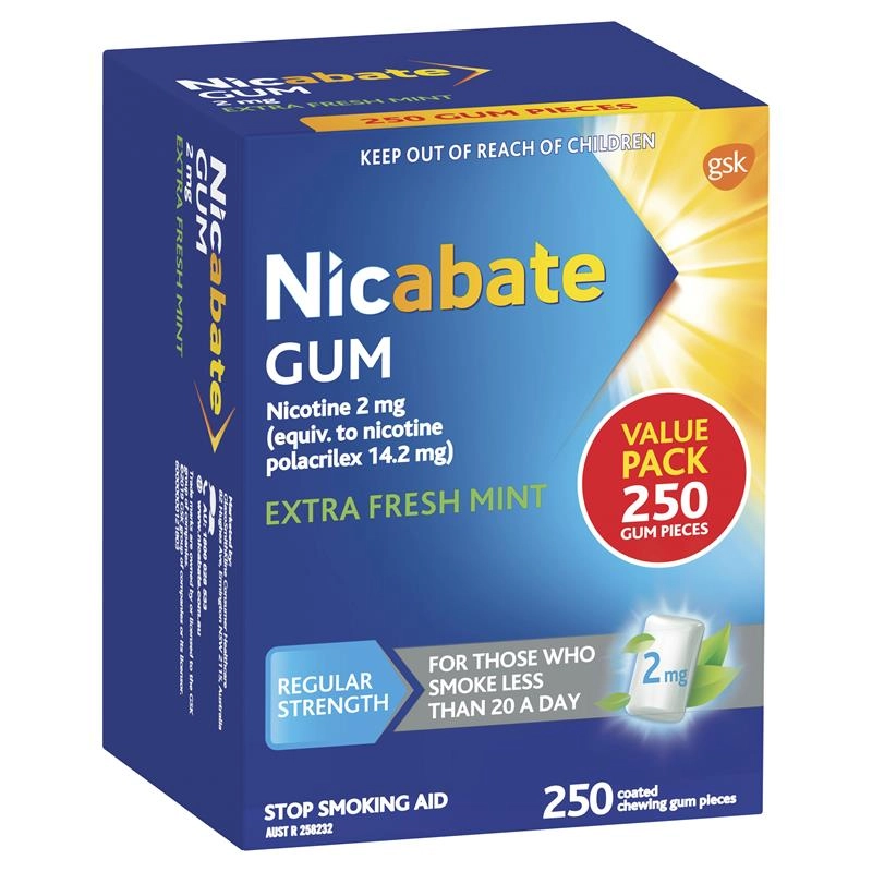 Nicabate Gum 2mg Extra Fresh 250 Pieces Exclusive Size